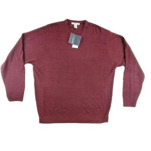 Geoffrey Beene Men's XXL NWT Extra Soft Burgundy V Neck Knit Sweater Shirt